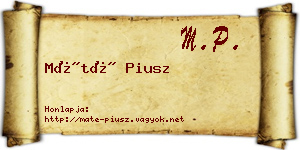 Máté Piusz névjegykártya